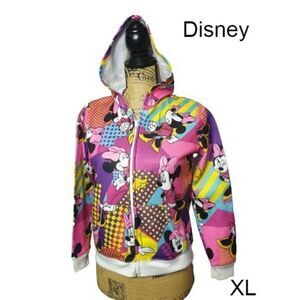 Disney Girls' Minnie Mouse Jacket Hooded Full Zip Lightweight XL